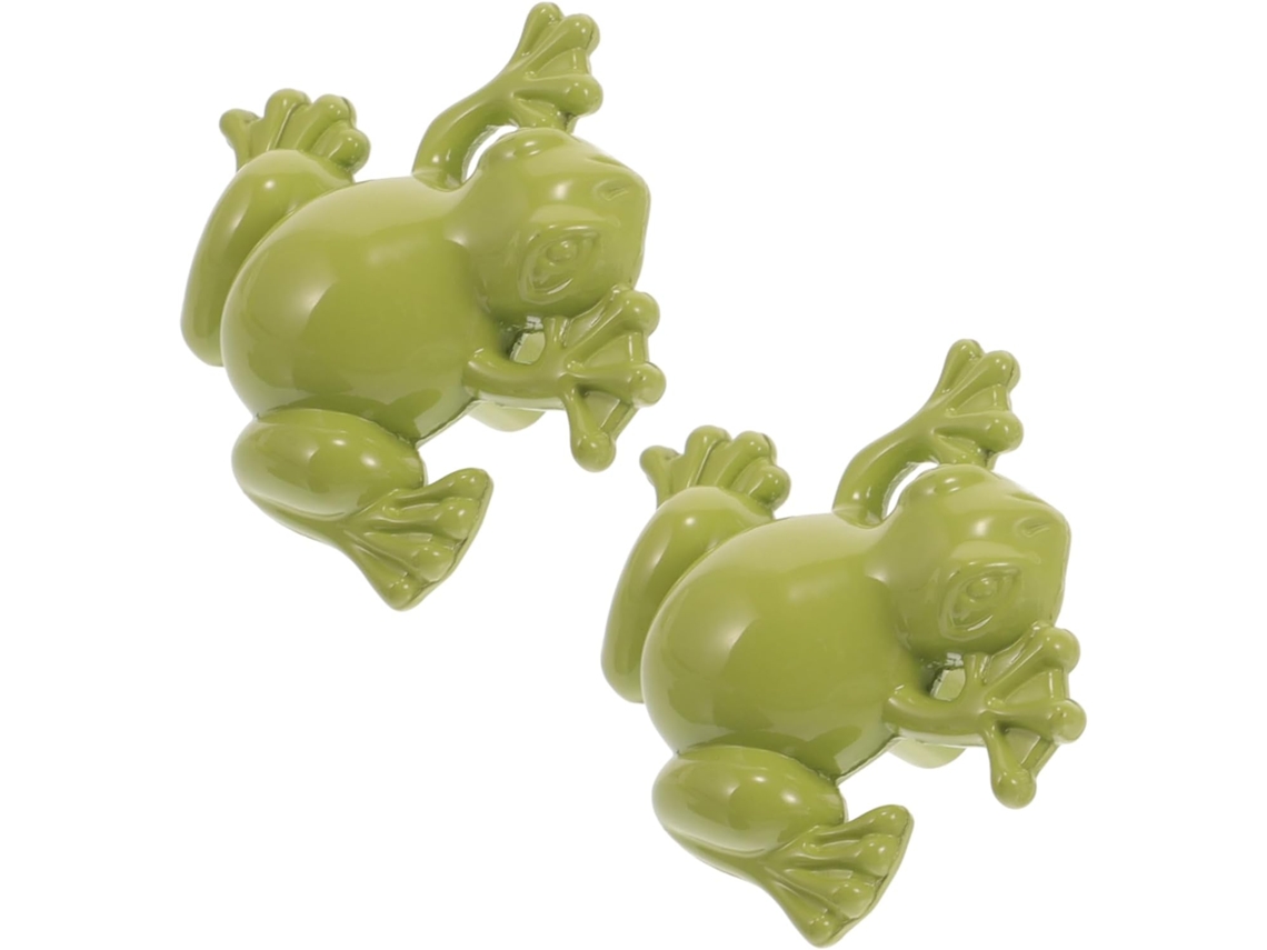 Juego De 2 Pomos Para Muebles Con Forma Rana, Aleación Zinc Verde. Tiradores Resistentes Y Fáciles