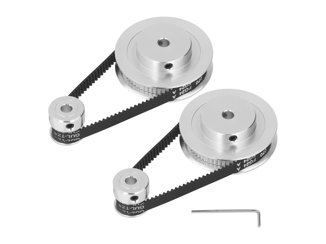 2 Poleas Síncronas Gt2, Aleación De Aluminio, 20/60 Dientes + 2 Correas, 200 Mm, Para Impresora 3d