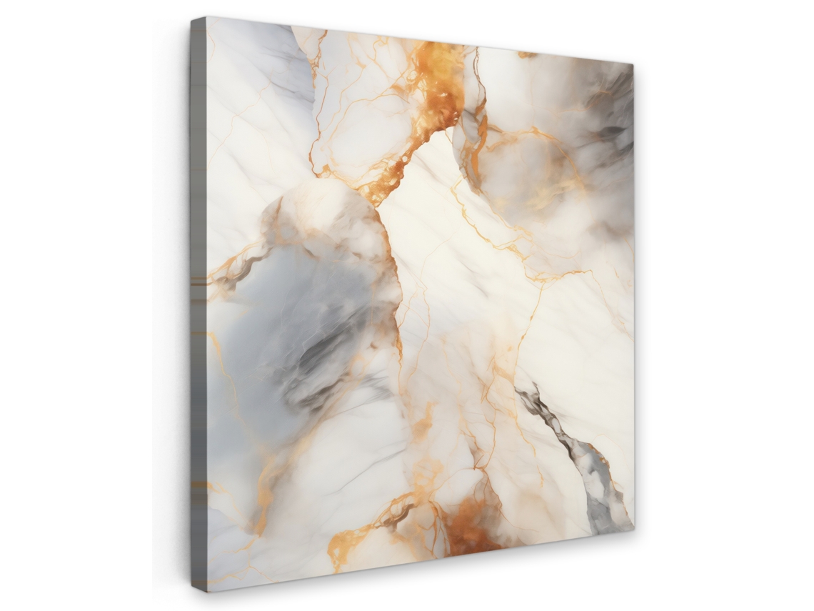 Impresión en lienzo de mármol - Gris - Dorado 90x90