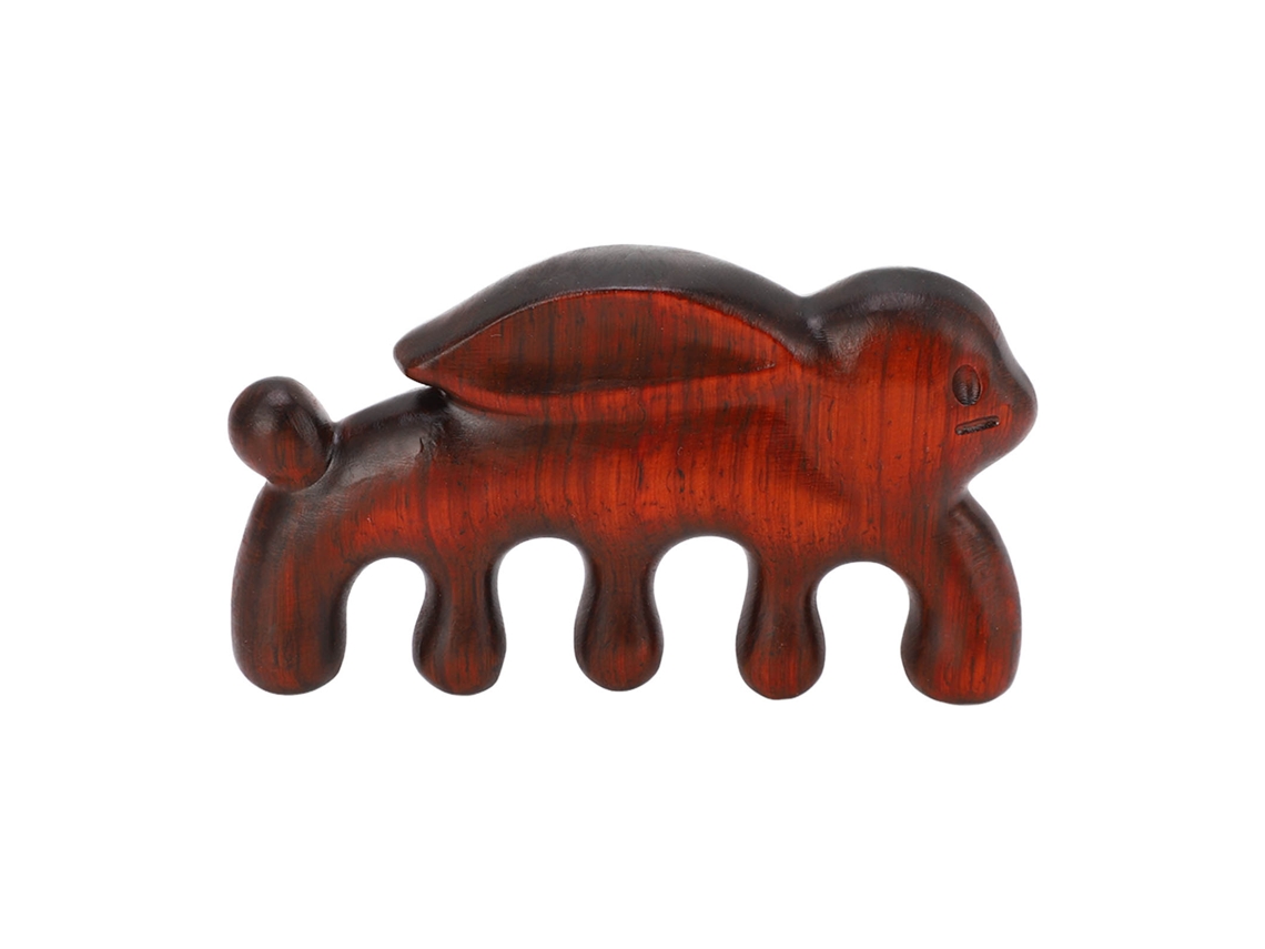 Peine De Madera Para Masajear El Cabello Y El Cuero Cabelludo Con Dientes Anchos, Forma De Conejo, Antiestático.