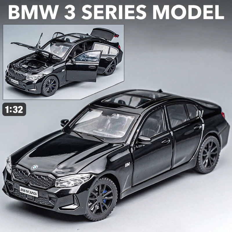 (negro) Coche De Juguete A Escala 1:32 De Aleación, Modelo De Metal Fundido A Presión, Con Sonido Y Luz, Ideal Para Niños.