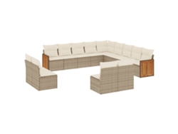 Conjunto 13 sofás de jardín con cojines VIDAXL ratán sintético beige