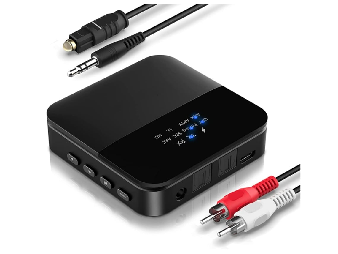 Transmisor Bluetooth para TV, receptor Bluetooth, adaptador Bluetooth 5.0  con reproducción USB RCA de 3,5 mm, adaptador de audio 2 en 1, adaptador  Bluetooth de baja latencia (negro)