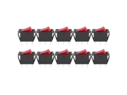 10 Unid Interruptor Rocker Kcd3 3 Pinos 2 Posições Luz Vermelha On/off Acessórios de Eletrodomésticos