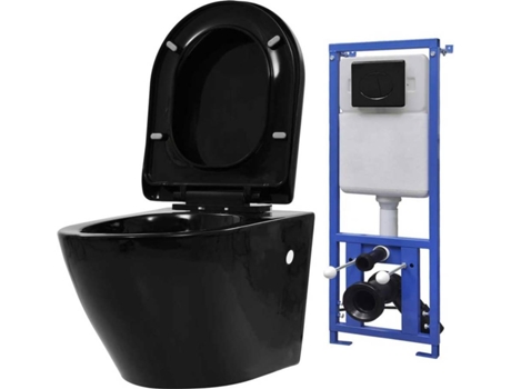 Inodoro VIDAXL de Pared con Cisterna Oculta Cerámica Negro