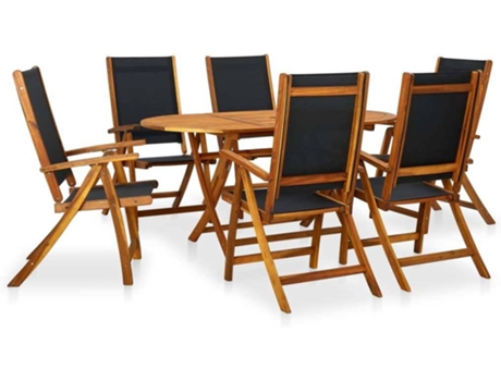 Conjunto 7 de comedor de jardín VIDAXL madera maciza de acacia