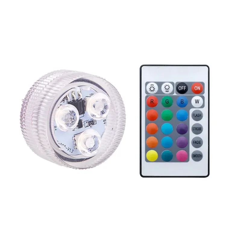 Luz subacuática con 3 LED RGB, 16 colores, IP68, para piscinas, jarrones, estanques y decoración exterior sumergible. Aeuzwr
