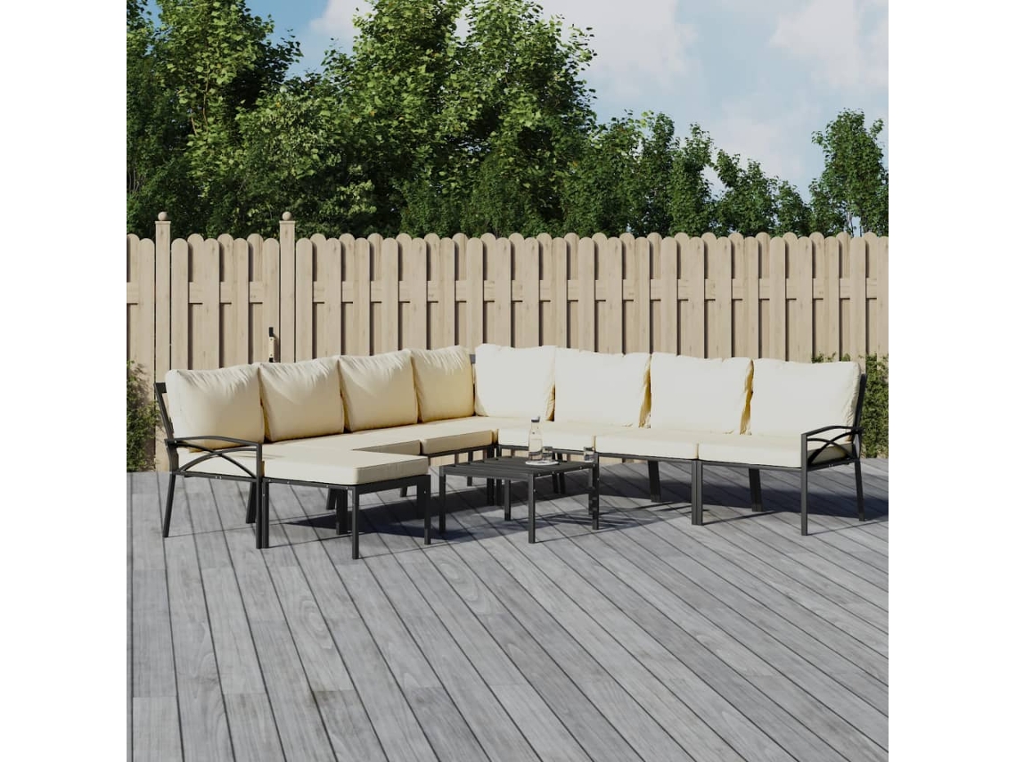 Conjunto de muebles de jardín de acero con cojines de arena, Dkd Home Decor