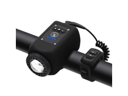Luz de bicicleta Faro de conducción nocturna Bocina de carga USB Equipo de conducción de bicicleta de montaña a prueba de lluvia (Negro) IKIKSO