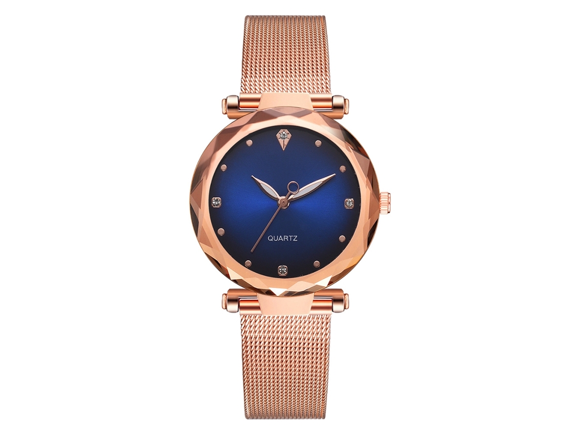 Reloj De Pulsera De Cuarzo Para Mujer Con Correa De Aleación Azul Sencilla Y Elegante.