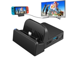 Base de conmutación compacta con conversión de pantalla de un toque y puerto USB 3.0 Negro USHION