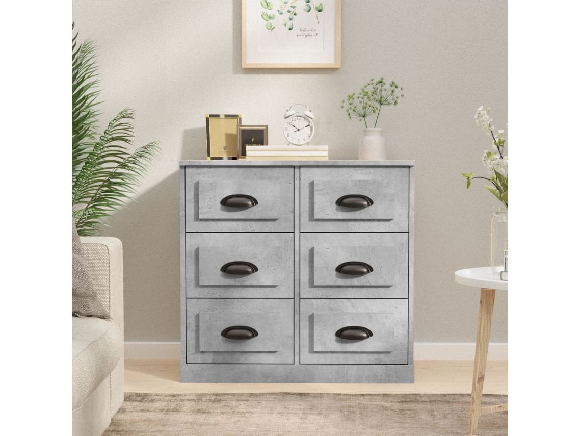 Aparador De Madera Contrachapada Gris Hormigón 70x35,5x67,5 Cm