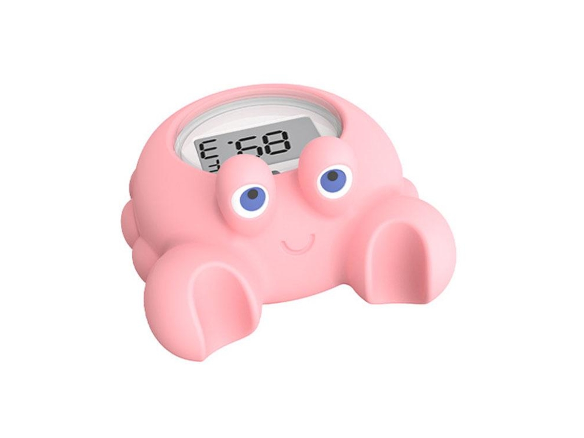Termómetro digital con forma de cangrejo, termómetro para el agua del baño del bebé, pantalla LCD rosa.