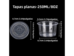 Vaso de postre desechable MDUG de plástico con tapa plana de 250 ml