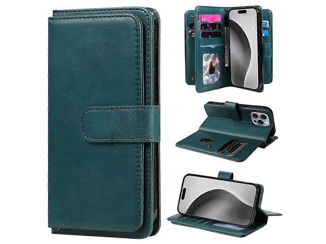 Funda De Cuero Antiarañazos Kt Serie 1 Multifuncional Compatible Con Iphone 16 Pro Max Con 10 Ranuras Para Tarjetas