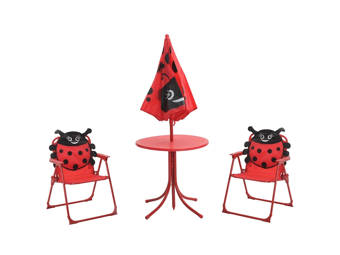 Maison Exclusive - Set Mesa Y Sillas De Jardín Infantil 3 Pzas Con Sombrilla Rojo