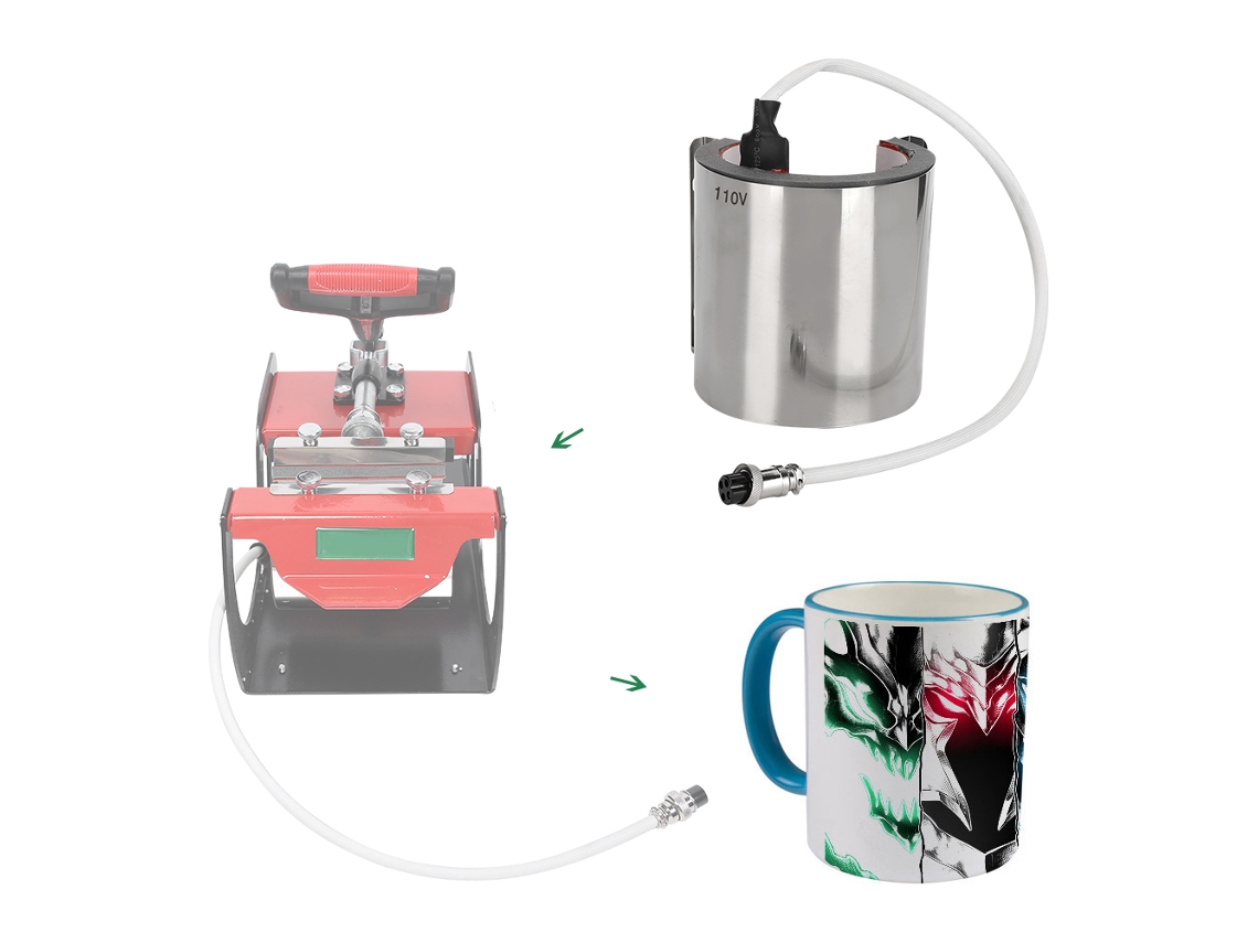 2026kinway Hore-máquina De Prensa Taza Mug Press Ajustable Por Espesor Accesorios De Prensa Térmica 9oz