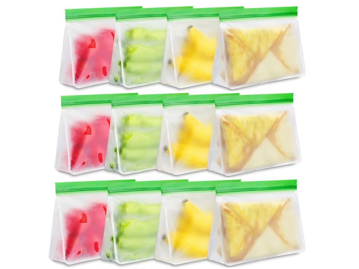 Bolsas reutilizables para almacenamiento de alimentos, de pie, bolsas Ziplock de calidad alimentaria, para carne, frutas, cereales, aperitivos NEVEANCE