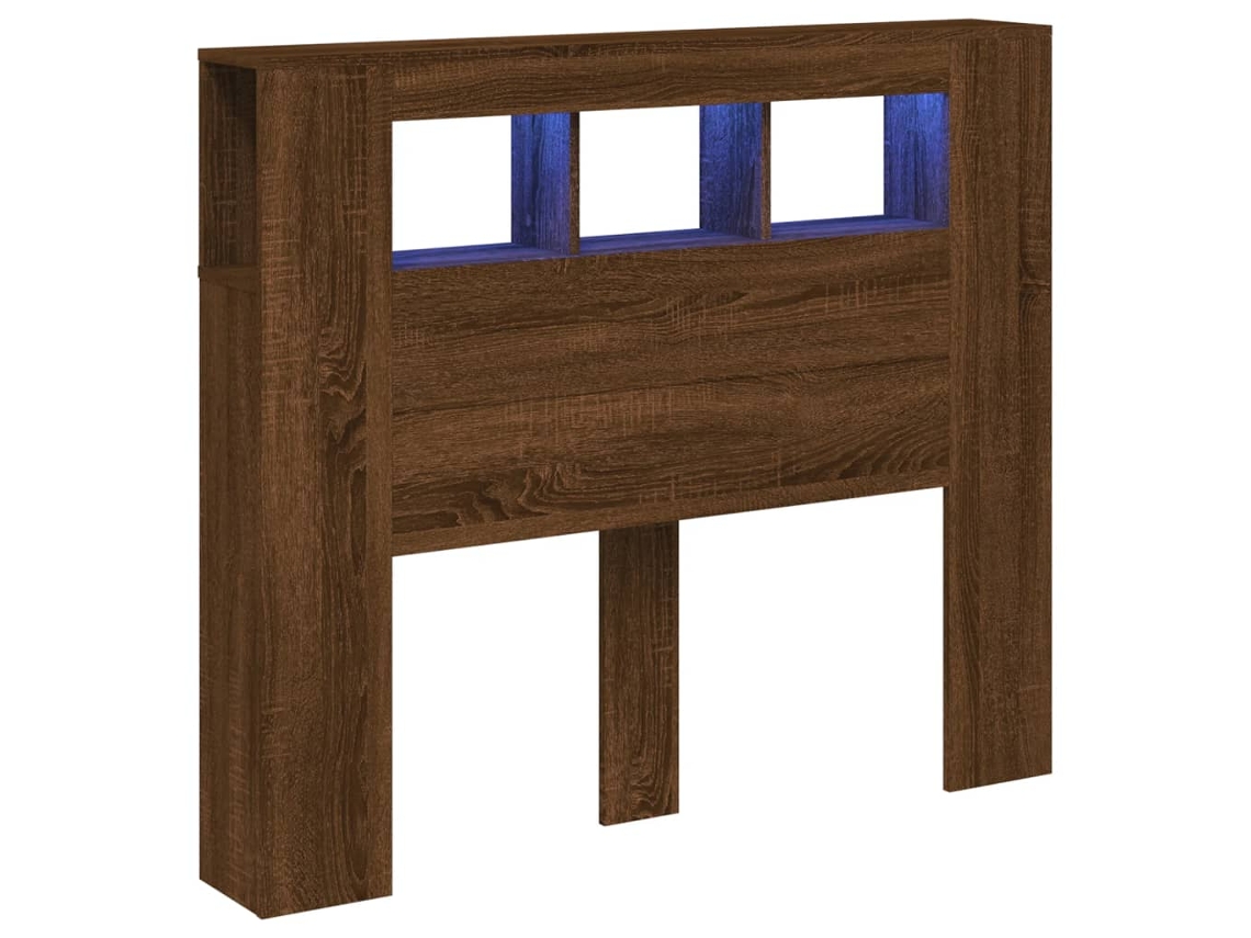 Cabecero LED madera VIDAXL ingeniería roble marrón (120x18,5x103,5 cm)