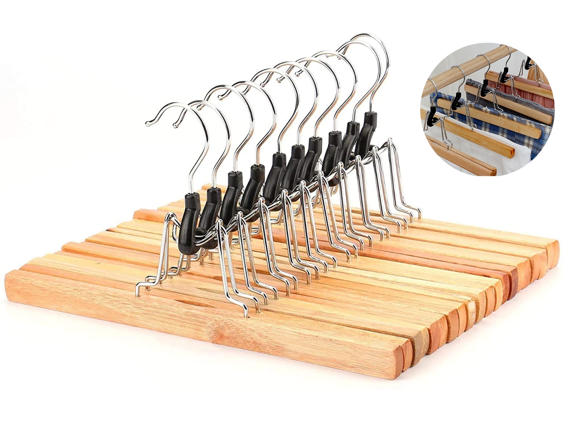 Elegantes perchas de madera maciza con agarre antideslizante, de alta calidad y diseño compacto (cuerpo delgado)