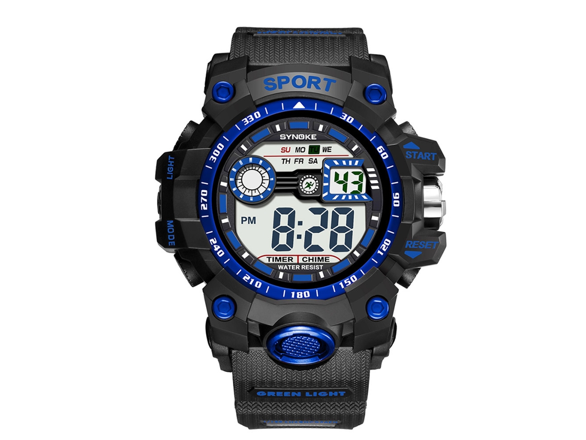 Reloj Digital Deportivo Exterior Impermeable De Pantalla Grande Para Hombre Synoke 9006 Azul