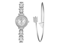 Reloj Analógico Delgado Para Mujer Con Brazalete De Aleación Y Diamantes De Imitación, Plateado Y Blanco Lvpai