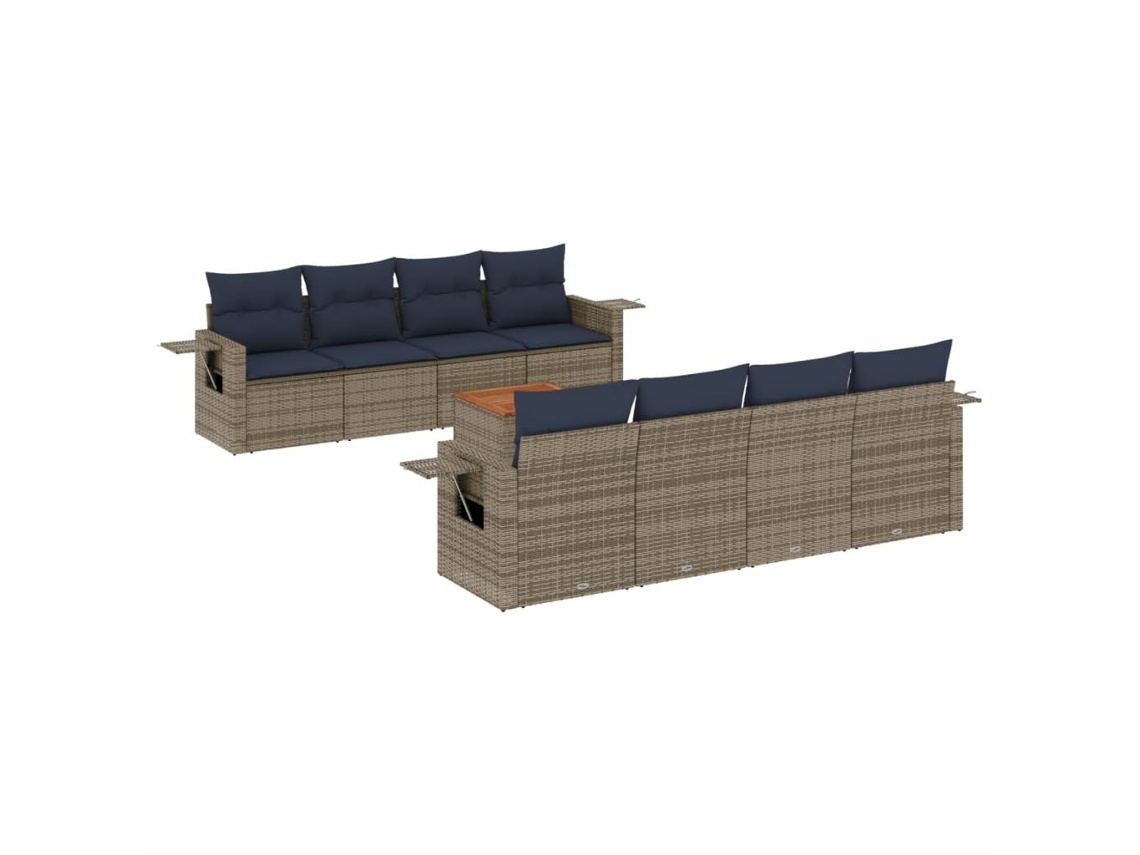 Maison Exclusive - Conjunto De Sofá De Jardín De 9 Piezas Con Cojines, Poliratán Gris