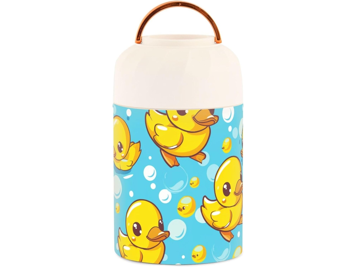 Tarro de acero inoxidable de 500 ml con cuchara, diseño de pájaros y flores estilo retro (sin marca)
