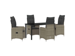 Conjunto de Jantar para Jardim 5 Pcs Cinzento Vime Pe MAISON EXCLUSIVE