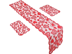 Camino De Mesa Y Paños De Cocina Con Forma De Corazón Para El Día De San Valentín, Decoración De Mesa Roja.