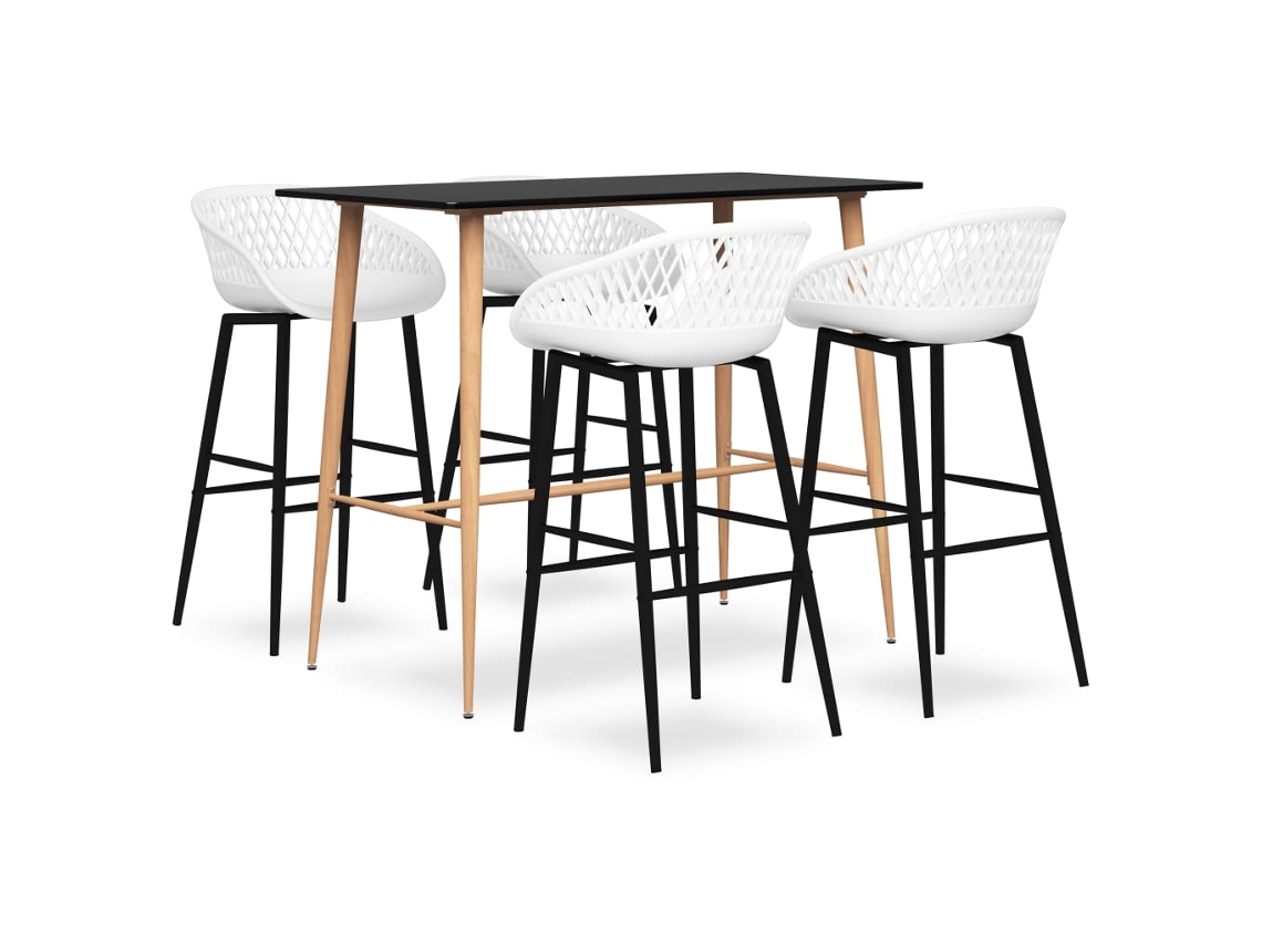 Conjunto 5 Mesa alta y taburetes de bar VIDAXL negro y blanco