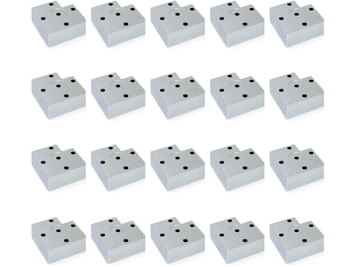 EMUCA Lote de 20 Pies para Muebles Alumix 7- Alto 30Mm- Plástico- Aluminio Pintado