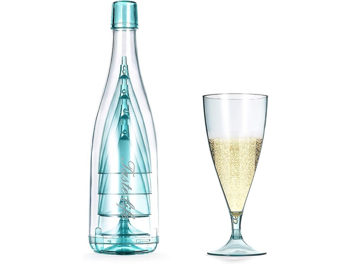 Copa De Vino De Plástico Reutilizable De 200 Ml, 5 Piezas Desmontables Con Botella De Almacenamiento Para Picnics.