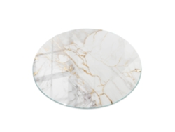 Tapa De Mesa Redondo Espelharte (50 Cm - Mármol Elegante Con Vetas - Blanco)