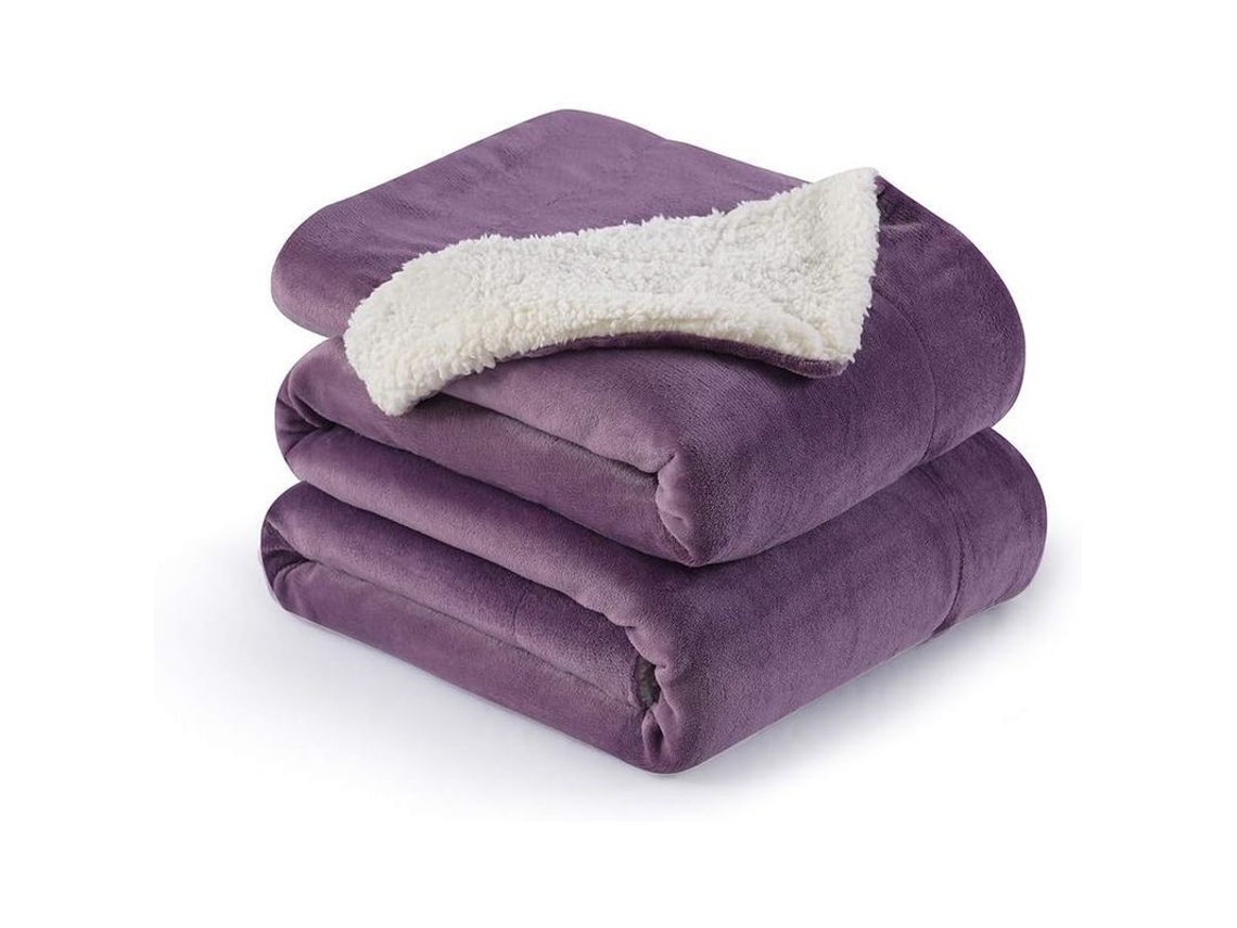 2026-manta Reversible Sherpa Flannel Ultra Suave Microfibra 50x60 Pulgadas Morado Cassis