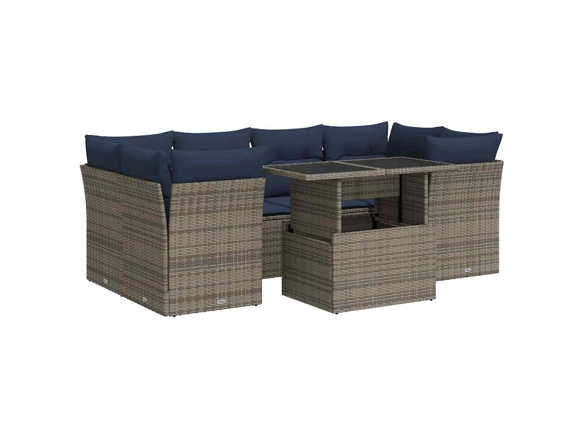 Maison Exclusive - Set Sofás Jardín Y Cojines 7 Pzas Ratán Sintético Acacia Gris