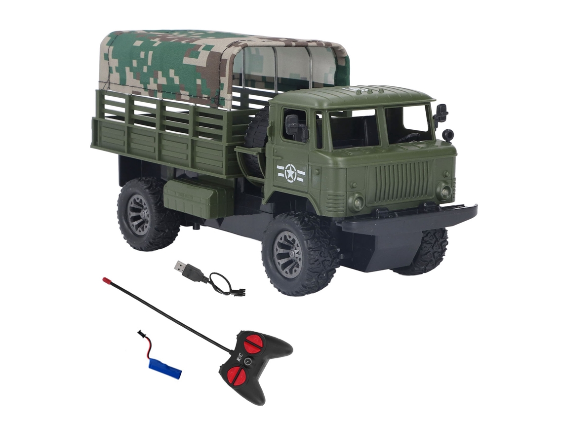 Camión Militar Teledirigido De 4 Canales Con Tienda De Campaña Desmontable Y Luces Para Niños A Partir De 6 Años.