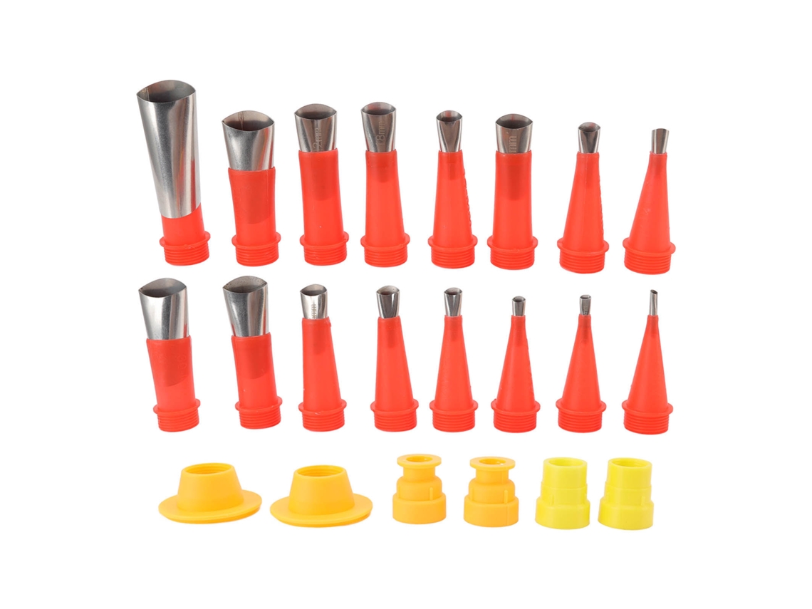 HYMNORA Juego de Boquillas Aplicadoras de Silicona de Acero Inoxidable 16 uds y Base Conectora 6 uds Herramienta de Acabado para Hogar