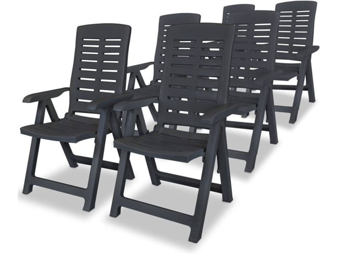 Conjunto 6 Silla Jardin VIDAXL Antracita Plástico