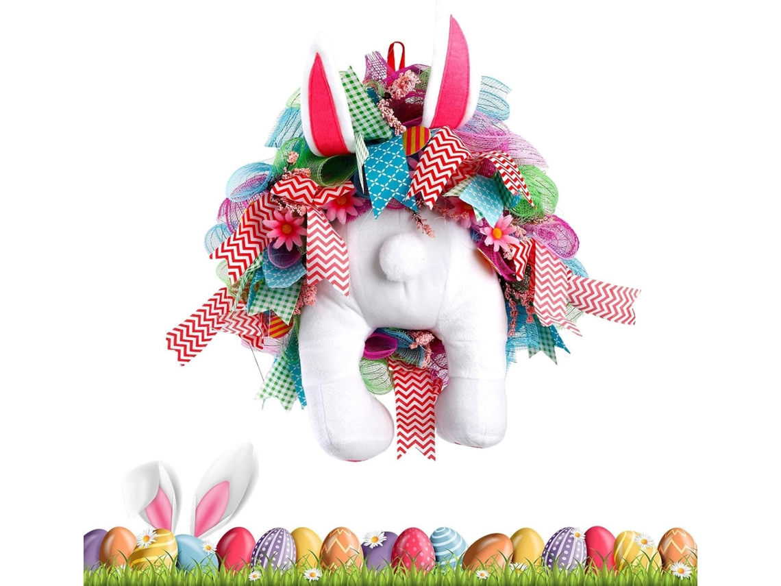 Corona Primavera Guirnalda Pascua Temporada Linda Divertida Conejito Peluche Puerta Decorar Interiores