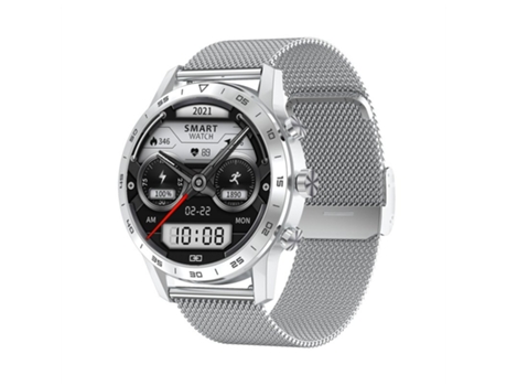 Smartwatch Cargador inalámbrico de acero plateado con llamadas Bluetooth macho