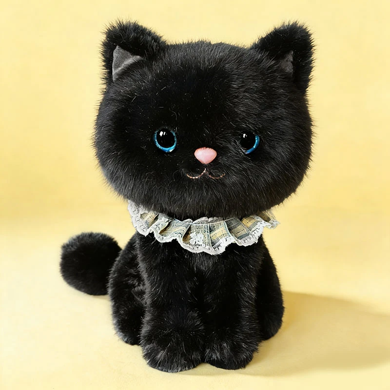 (gato Negro De 35 Cm) Lindo Gatito De Peluche De Dibujos Animados, Adorable Mascota De Peluche