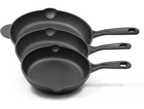 Conjunto de sartenes redondas altas de Hierro Fundido Jet Black (16, 20, 26 cm)