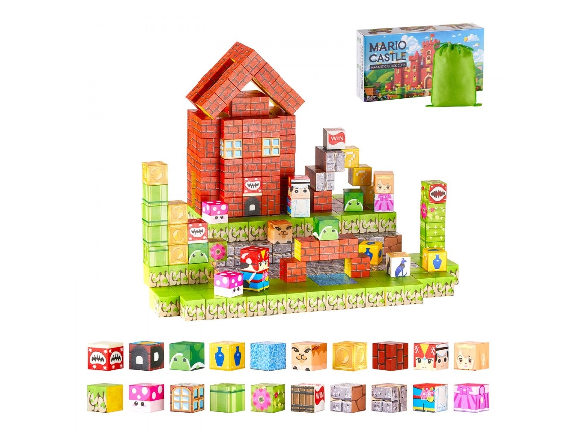 Juego de 100 bloques magnéticos para niños, juguete educativo Montessori y STEM Tekmaquinas