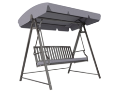 Columpio de jardín para 3 personas, banco columpio con toldo ajustable, cojín y estructura de acero, 205x133x181 cm, gris, ZENCORE SERVICES