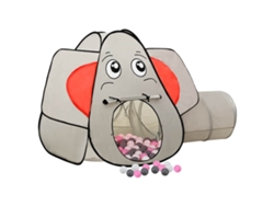 Tienda de juegos con forma de elefante y 250 pelotas, 174x86x101 cm, gris.