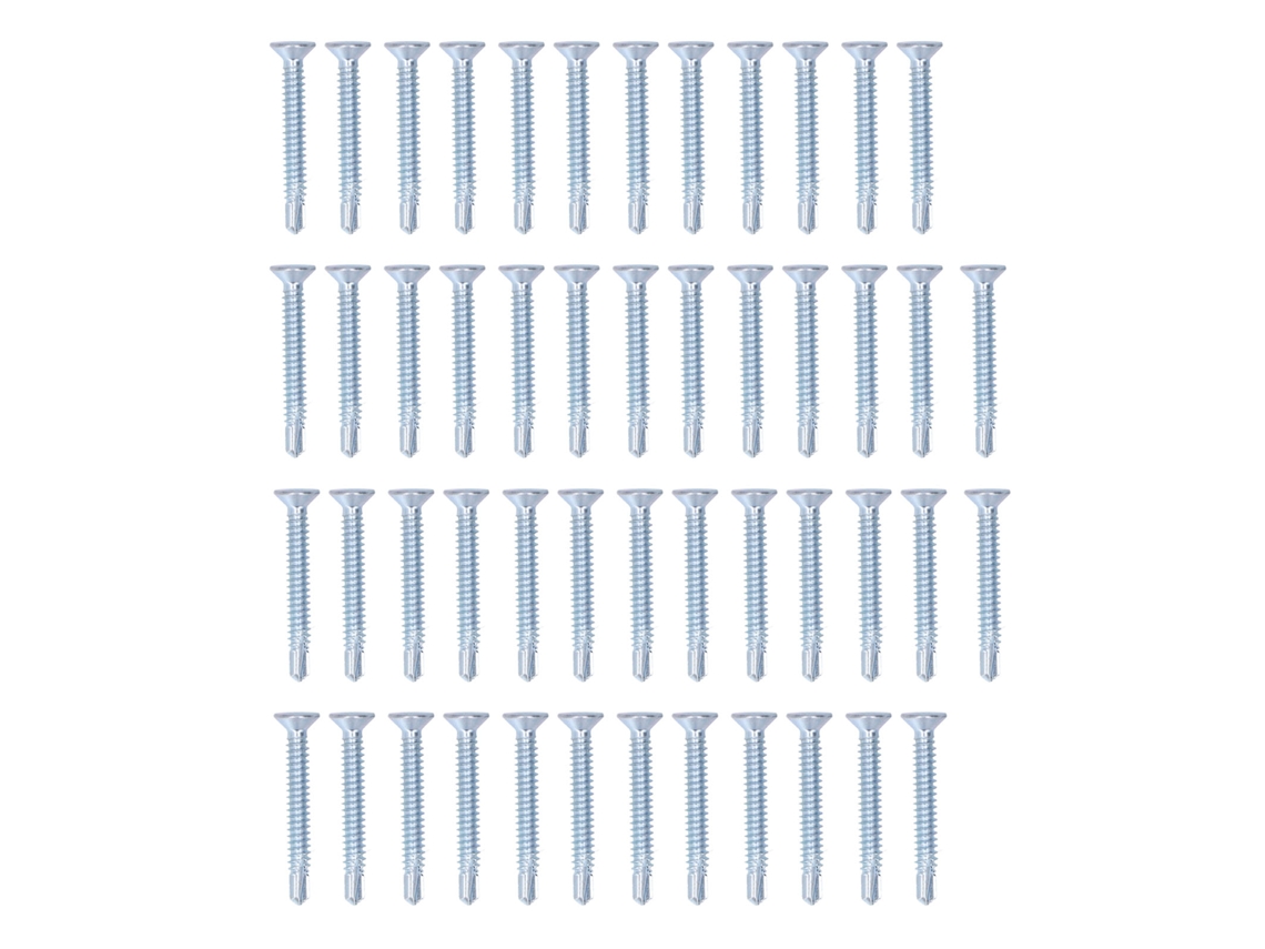 50 Tornillos Autorroscantes De Cabeza Plana De Acero Al Carbono Galvanizado De 4,8 X 38 Mm