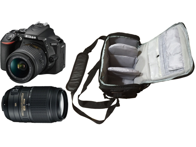 Kit Cámara Réflex NIKON D5600 18-55 VR II 55-300 (Negro)