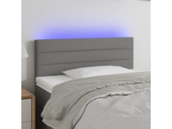 Cabecero con luces LED, tela, 90x5x78/88cm, gris oscuro