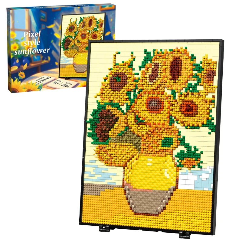 Juego De Bloques De Construcción En Miniatura De Arte Pixelado Moc De Girasol